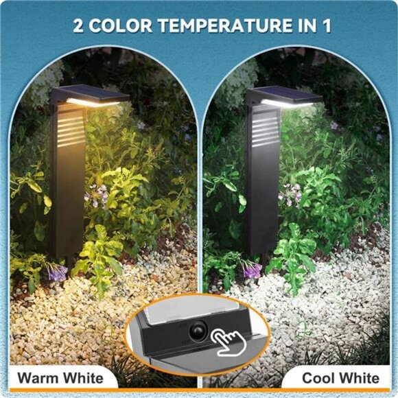 Solar Pathway Lights 8 Pack with Warm White and Cool White Mode, Modern Solar - Picture 2 of 8